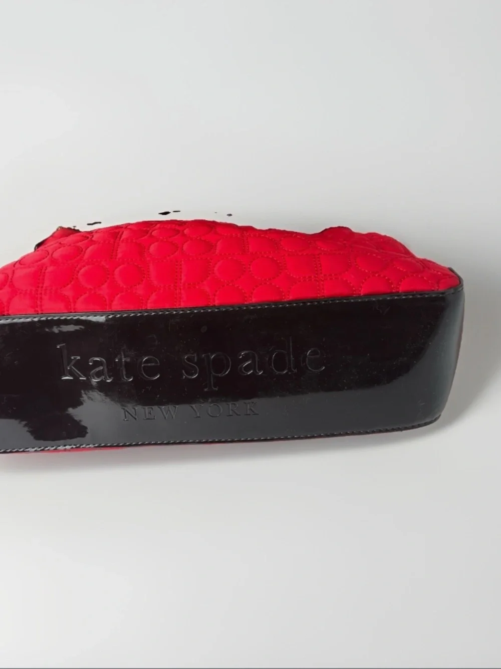 Kate Spade Lennox Hill Noel Quilted Nylon Hobo Bag [Red w/ Brown Patent] - Picture 6 of 7